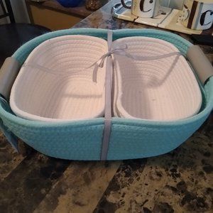 Huntington Home 3 piece Coiled Rope Baskets - Aqua